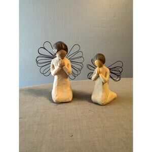 Willow Tree Figurines "Angel of Prayer"   2 Angels  Kneeling in Prayer 1999